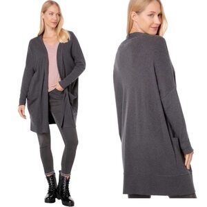 PACT Airplane Cardigan Organic Cotton in Charcoal Heather Gray Grey size M/L